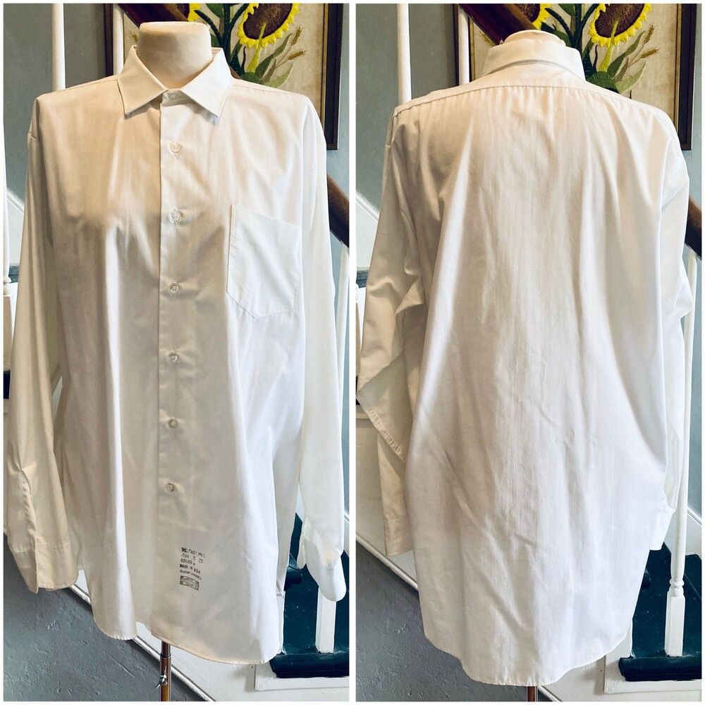 1960s White Dress Shirt Convertible Cuffs Cufflinks Men’s Business Mad Men Mod